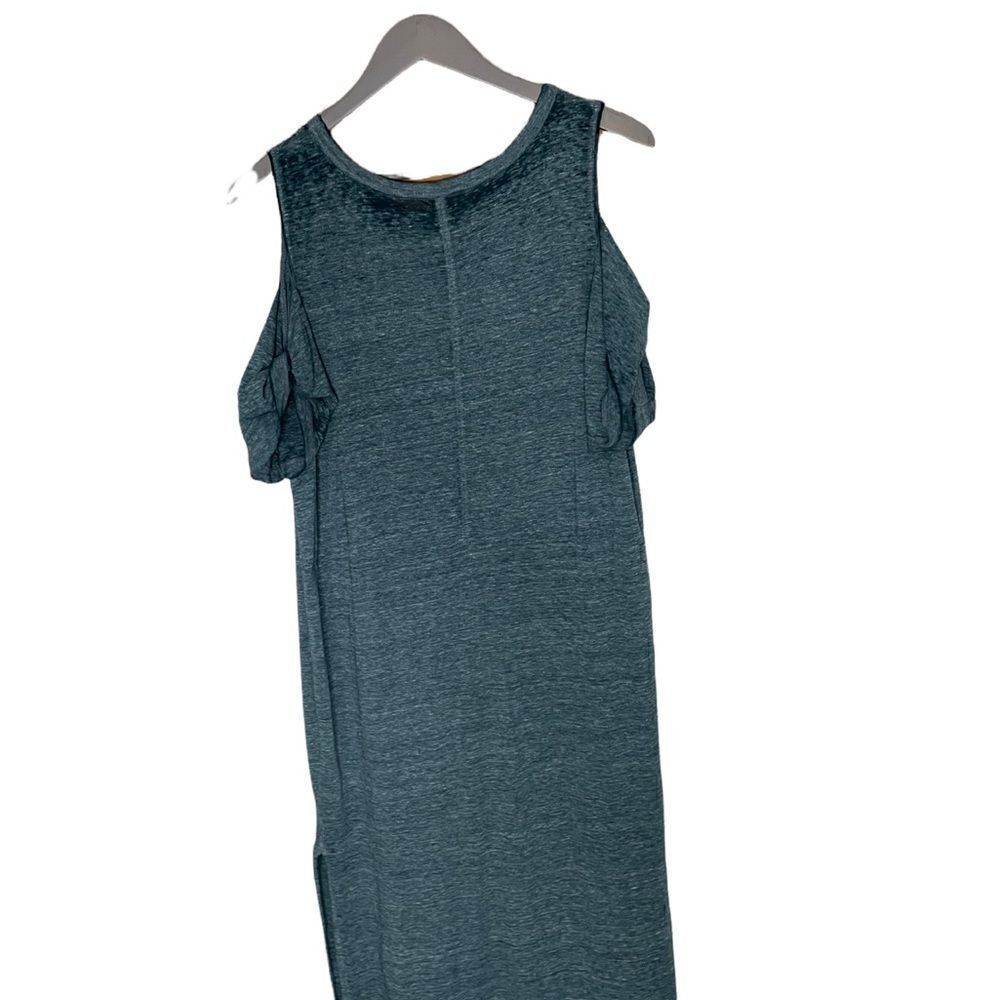 Free People Kick Around Burnout Cold Shoulder Maxi Sheer Dress - Teal Size Small - Picture 6 of 8